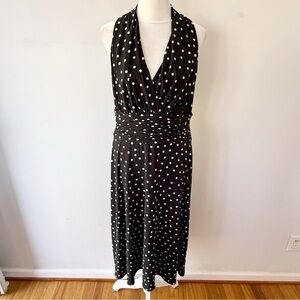 Vintage Women Y2K Polka Dot Halter Dress Size 10 Retro Feminine Classic Preppy